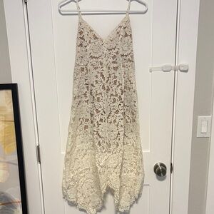 Lulu's Ivory Lace Slip Dress